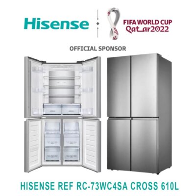 REFRIGERATEUR HISENSE SIDE BY SIDE 4PORTES 610LITRES CROSS RC73WC4SA