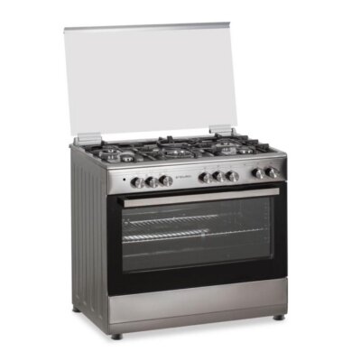 CUISINIERE ENDURO 5FEUX A GAZ 90X60 + GRILL DOUBLE BOUTON NOIR AFS9050GGBSIT