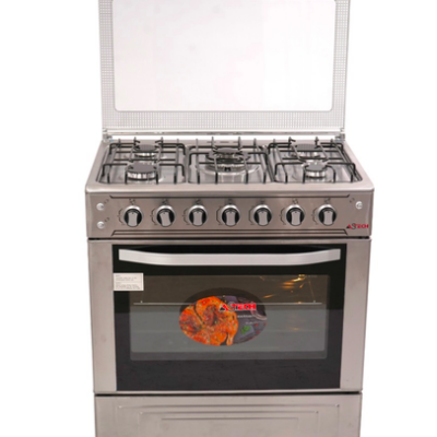 CUISINIERE ASTECH 5FEUX 80X60 A GAZ AVEC FOUR A GAZ FULL OPTION INOX 80MIS