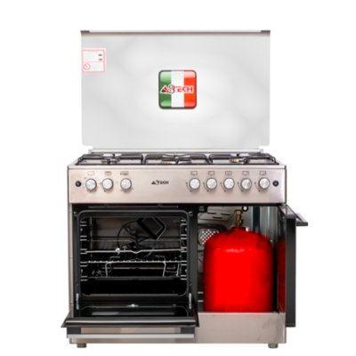 CUISINIERE ASTECH 5FEUX 90X60 A GAZ AVEC FOUR A GAZ AVEC PORTE BOUTEILLE CK95BSAR